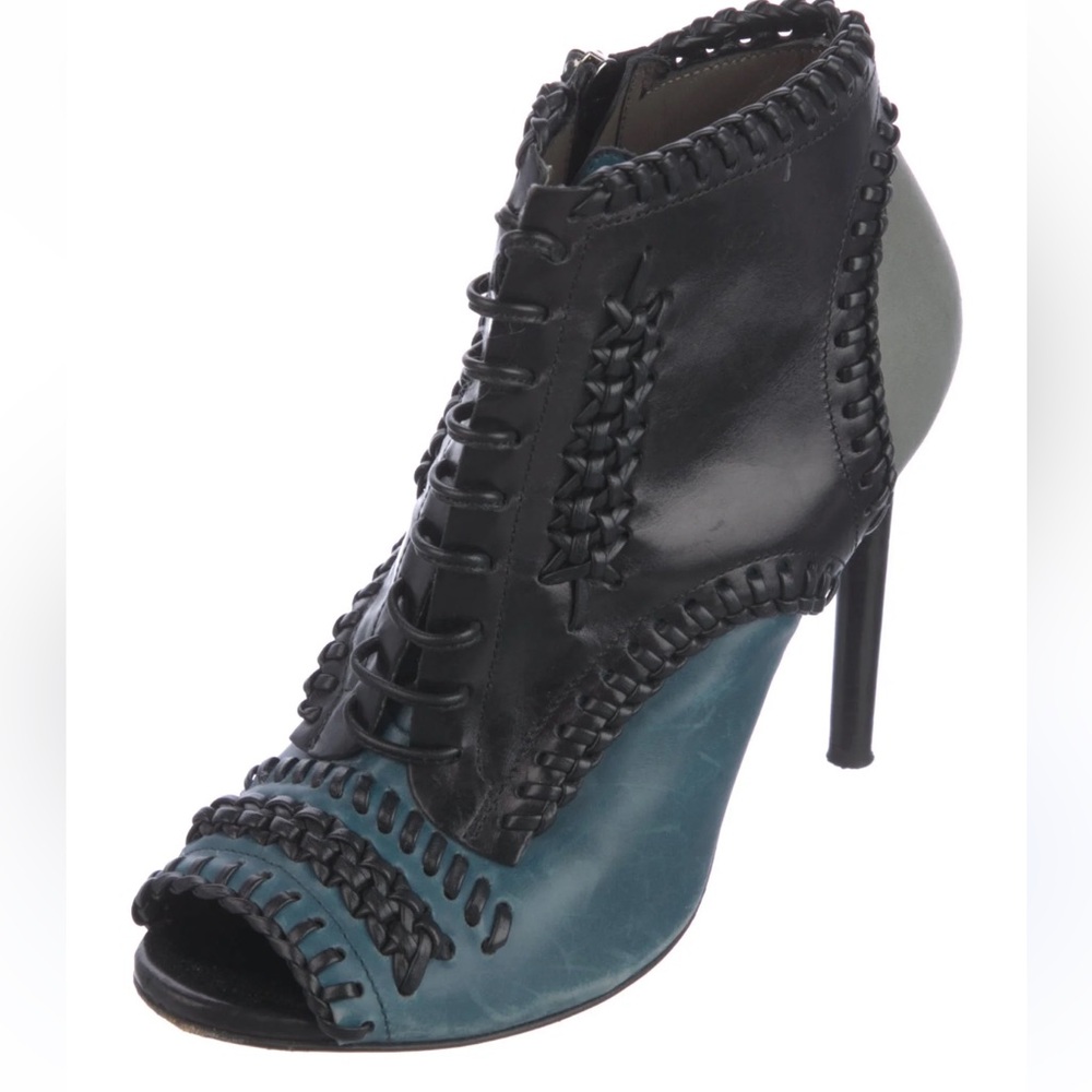 Jason Wu Corset Whipstitch Detail Peep Toe High Heel Booties size 39
